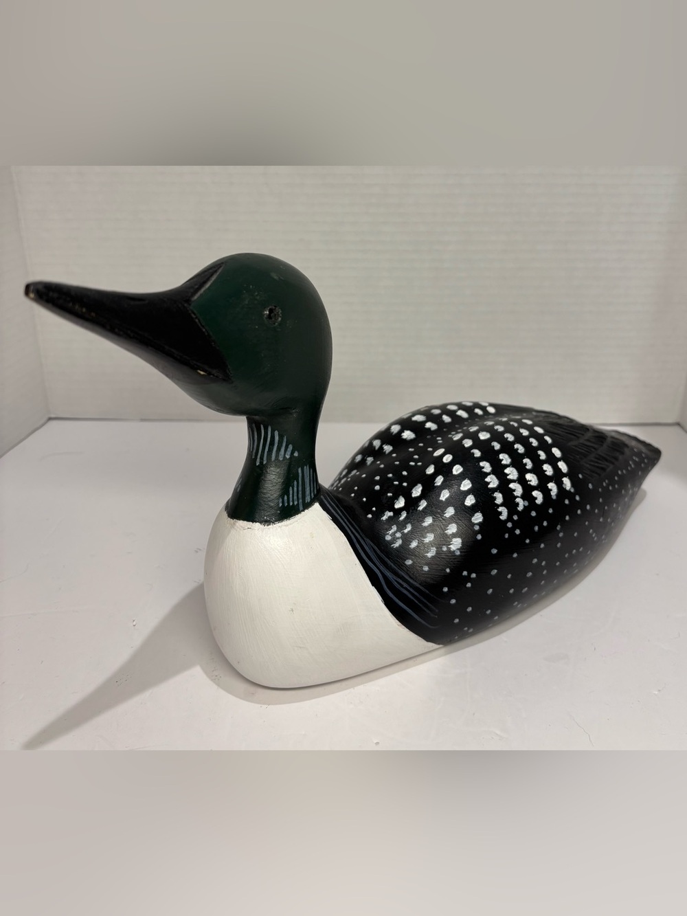 Vintage 2004 Hand-Carved Painted Loon Decoy Folk Art Québec TMAC Defoy QC 14”